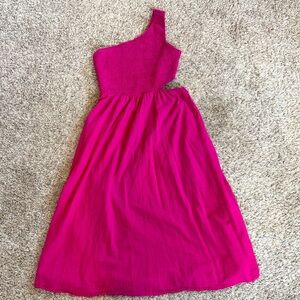 Stylish Pink One-Shoulder midi dress